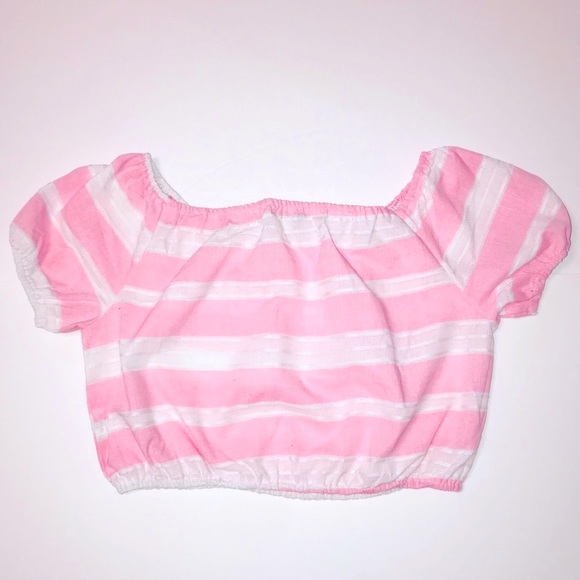 Francesca’s Helene Pink Striped Crop Top Size Large - Picture 5 of 8